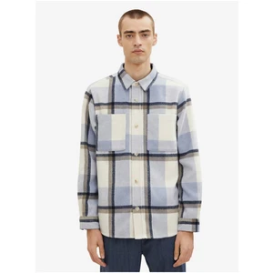 White and Blue Mens Plaid Outerwear Tom Tailor - Men