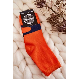 Women's Cotton Socks Navy Pattern Orange