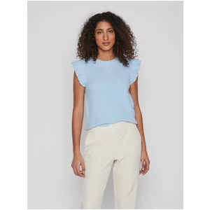 Light blue women's ribbed T-shirt VILA Ril - Women