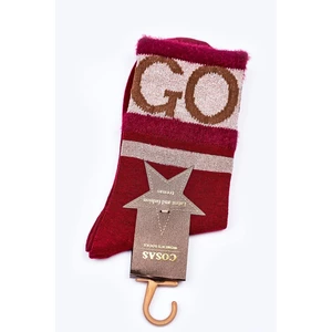 WOMEN'S COTTON SOCKS GO-GO WITH FUR COSAS Burgundy