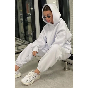 Madmext Oversized Women's Tracksuit Set With Ecru Hoodie