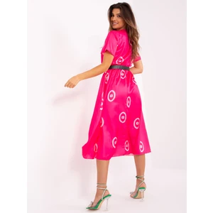 Dark pink cocktail dress with patterns