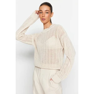 Trendyol Stone Wide Fit Ażurowy/Perforowany Sweter Z Dzianiny