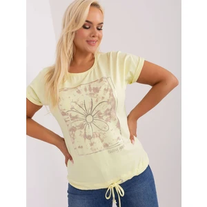 Light yellow women's cotton blouse of larger size