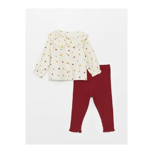 LC Waikiki Bebe Neck Patterned Baby Girl Blouse and Leggings 2-Pack