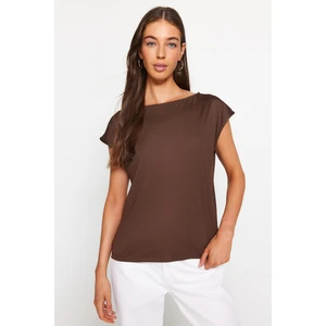 Trendyol Brown Regular Flexible Crew Neck Knitted Blouse