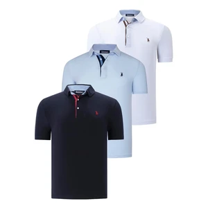 TRIPLE SET T8582 DEWBERRY MENS T-SHIRT-NAVY BLUE-WHITE-BABY BLUE