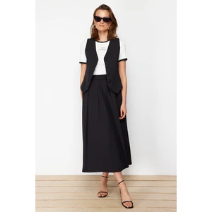 Trendyol Black Pleated Woven Skirt