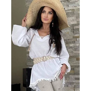 White boho shirt with beige top and belt By o la la