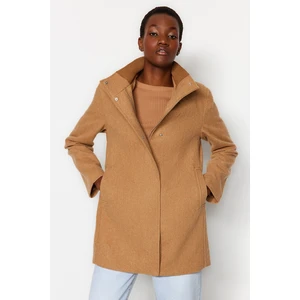 Trendyol Camel Ribbed Collar Detail Woolen Cachet Coat