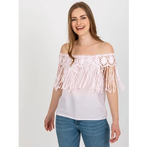 Light pink Spanish blouse with fringe