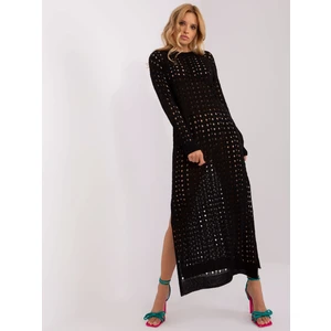 Black knitted beach dress with slits