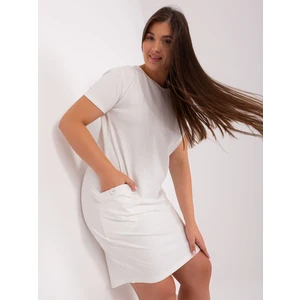 Basic cotton dress Ecru plus sizes