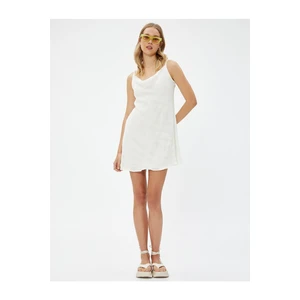 Koton Knitwear Dress with Mini Plunger Collar Thin Straps, Openwork.