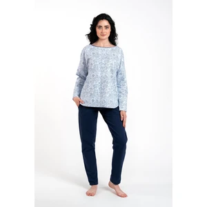 Women's pyjamas Gracjela, long sleeves, long trousers - print blue/navy blue