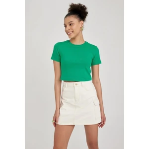 DEFACTO Cool Fitted Ribana Basic Short Sleeve T-Shirt