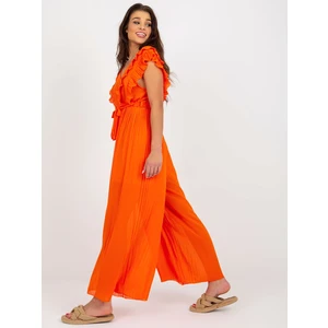 Orange pleated jumpsuit with belt by OCH BELLA