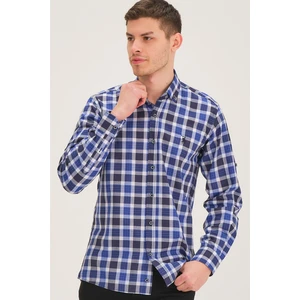 G743 DEWBERRY MEN'S SHIRT-LACİVERT- SAX