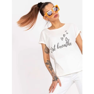 Beige women's T-shirt with short sleeves with the inscription Pole