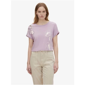 Light Purple Women's T-Shirt with Tom Tailor Print - Women