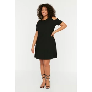 Trendyol Curve Black Shoulder Detailed Knitted Dress