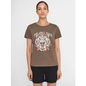 Khaki T-shirt with print Noisy May Nate - Women