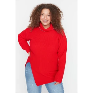 Trendyol Curve Plus Size Sweater - Red - Relaxed fit