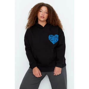 Trendyol Curve Plus Size Sweatshirt - Black - Regular fit