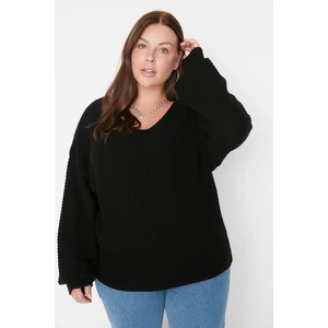 Trendyol Curve Plus Size Sweater - Black - Oversize