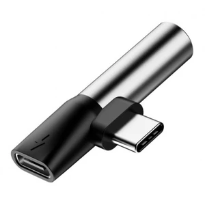 Baseus L41 redukcia USB-C/AUX+USB-C (samica), šedá