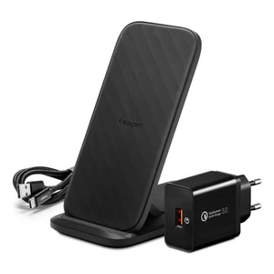 Vezeték nélküli töltő Spigen F316W Qi Fast Wireless Charger + stojan 15W