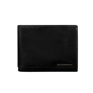 Natural leather black wallet with RFID system