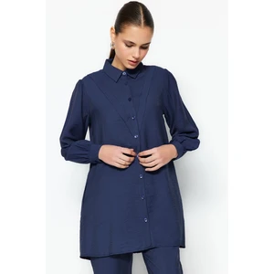 Trendyol Navy Blue Shirt-Pants Woven Suit