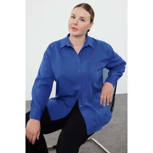 Trendyol Curve Dark Blue Boyfriend Woven Shirt