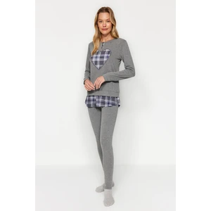 Trendyol Gray Heart Printed Tshirt-Leggings, Knitted Pajamas Set