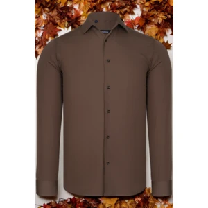 G726 DEWBERRY MEN'S SHIRT-PLAIN BROWN