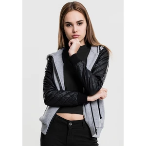 Women's diamond sleeve with zipper hood made of synthetic leather grey/blk