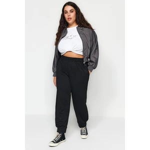 Trendyol Curve Black High Waist Jogger 2 Threads Reclaimed Plus Size Sweatpants.