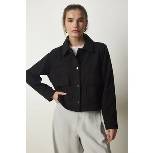 Happiness İstanbul Women's Black Pocket Cachet Jacket