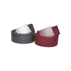 Colorful Canvas Belt with Buckle 2-Pack Bordeaux/Charcoal