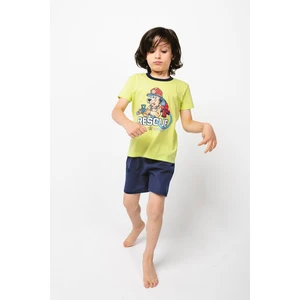 Boys' pyjamas Remek, short sleeves, short legs - green/navy blue