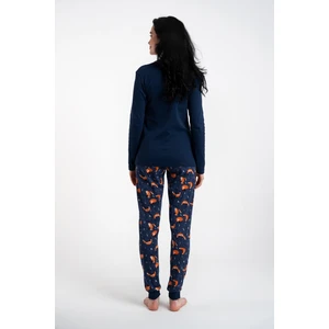 Wasilla women's pyjamas, long sleeves, long pants - navy blue/print