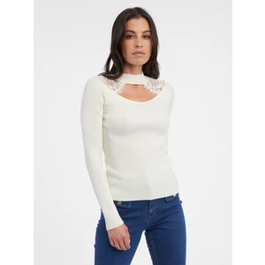 Orsay Women's Cream Light Sweater with Lace - Women