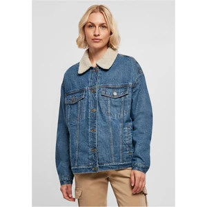 Women's Oversized Denim Jacket Sherpa Clear Blue Washed