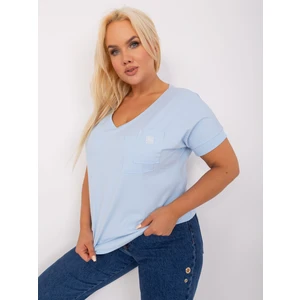 Light blue cotton blouse of larger size