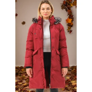 Z6774 DEWBERRY WOMEN'S COAT-PLAIN BURGUNDY