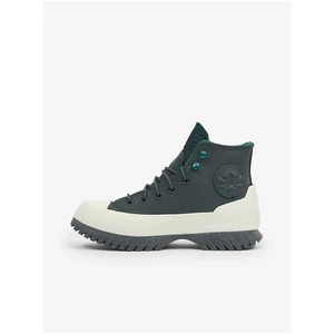 Dark Green Women's Converse Platform Leather Ankle Sneakers - Women's