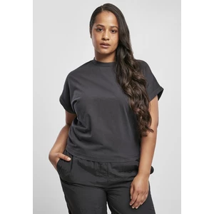 Ladies Short Pigment Dye Cut On Sleeve Tee Black