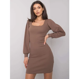 RUE PARIS Brown dress with long sleeves