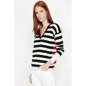 Koton Women's Black Striped Sweater